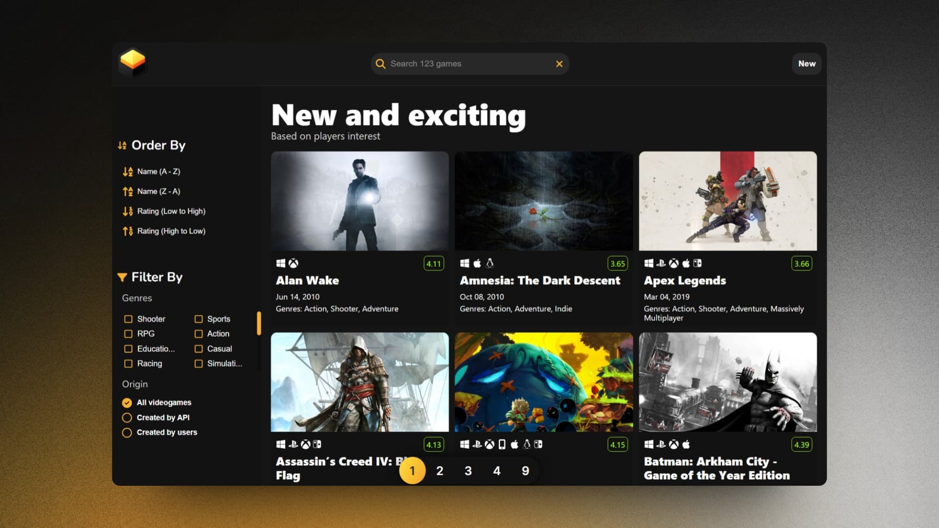 andgames project Home desktop screenshot